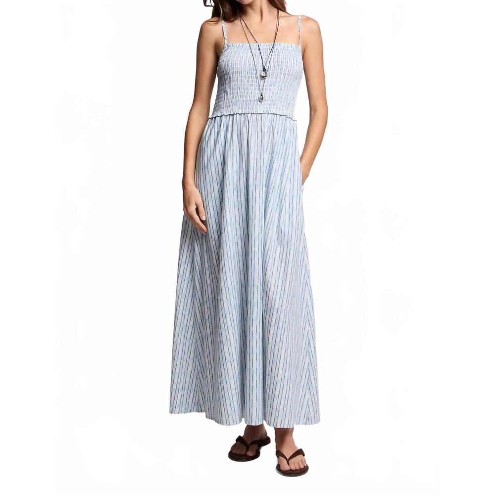 NEW VELVET BY GRAHAM & SPENCER senara watercolor stripe smocked maxi dress in sk - Picture 5 of 7